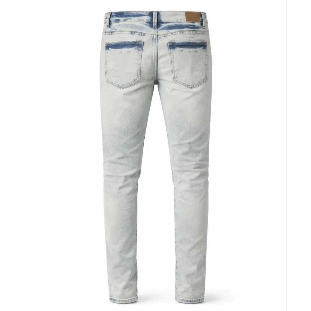 Men’s Light Wash Skinny Jeans Size 34x32 Slim Fit Distressed Fade Denim